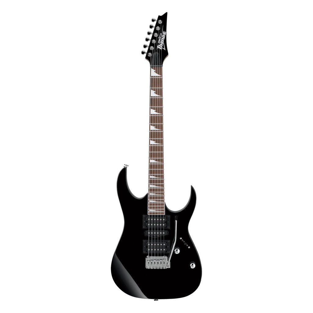 Ibanez RG170DX BKN electric guitar in black night finish, featuring a sleek body, six strings, and standard tuning for rock music.