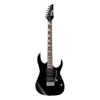 Ibanez RG170DX BKN electric guitar in black night finish, featuring a sleek body, six strings, and standard tuning for rock music.