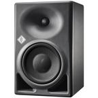 Neumann KH150 studio monitor speaker with 6.5-inch driver, black finish, DSP technology, designed for professional audio monitoring.