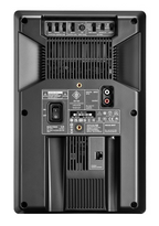 Neumann KH150 studio monitor speaker in black with 6.5-inch driver and DSP technology, shown from a side angle.