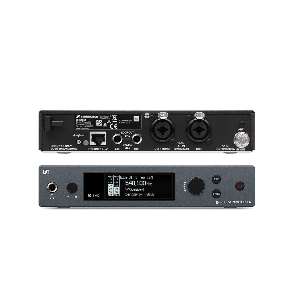 Sennheiser Evolution EW IEM G4 wireless in-ear monitor system with microphone, frequency range 626-668 MHz, professional audio equipment