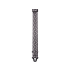 Black D'Addario Auto Lock padded guitar strap with geometric design, adjustable and comfortable for electric and acoustic guitars.