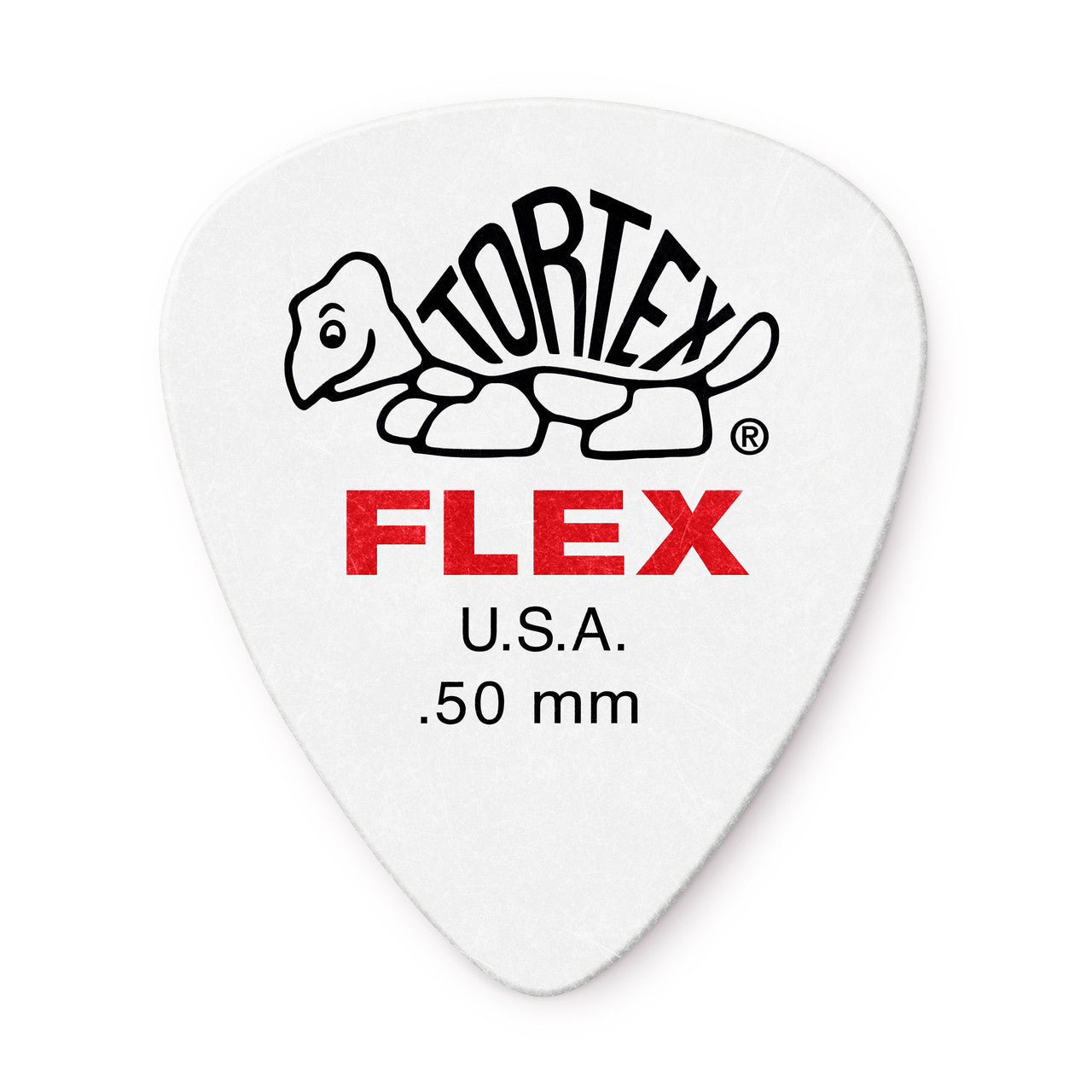 Jim Dunlop Tortex Flex Standards .50mm guitar pick, yellow color, with textured surface, designed for versatile strumming and picking.