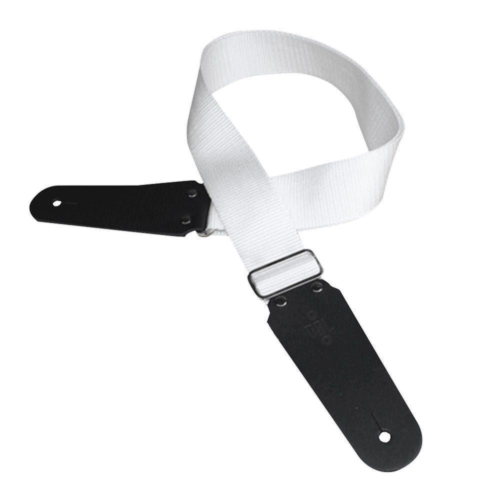 White polypropylene DSL Straps Classic Series 2-inch guitar strap with adjustable length and durable design for comfortable playing.