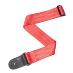 Red D'Addario Planet Waves 50mm seatbelt-style guitar strap with adjustable length and comfortable padded design.