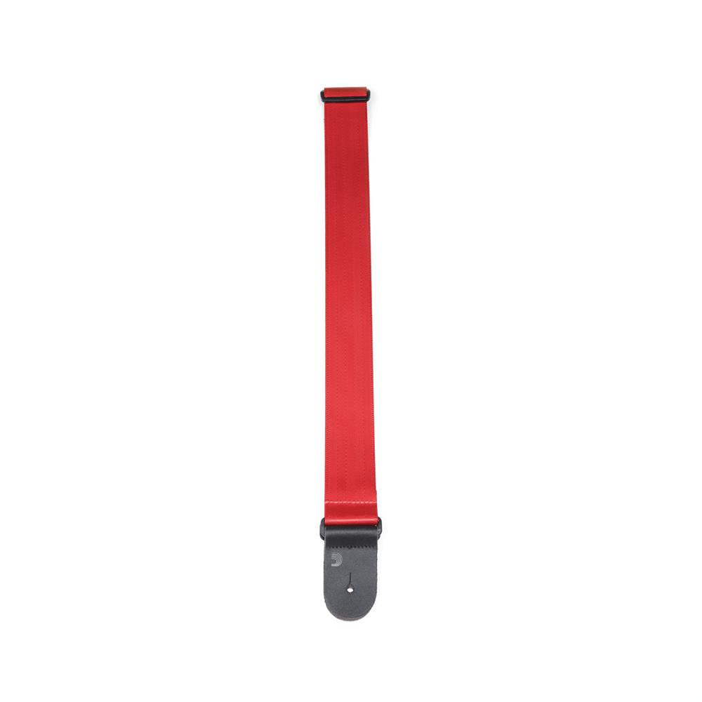 Red Planet Waves 50mm D'Addario guitar strap with seatbelt-style design, adjustable for comfortable playing.