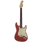 Fender MIJ Traditional '60s Stratocaster electric guitar in fiesta red with white pickguard and vintage-style control knobs.