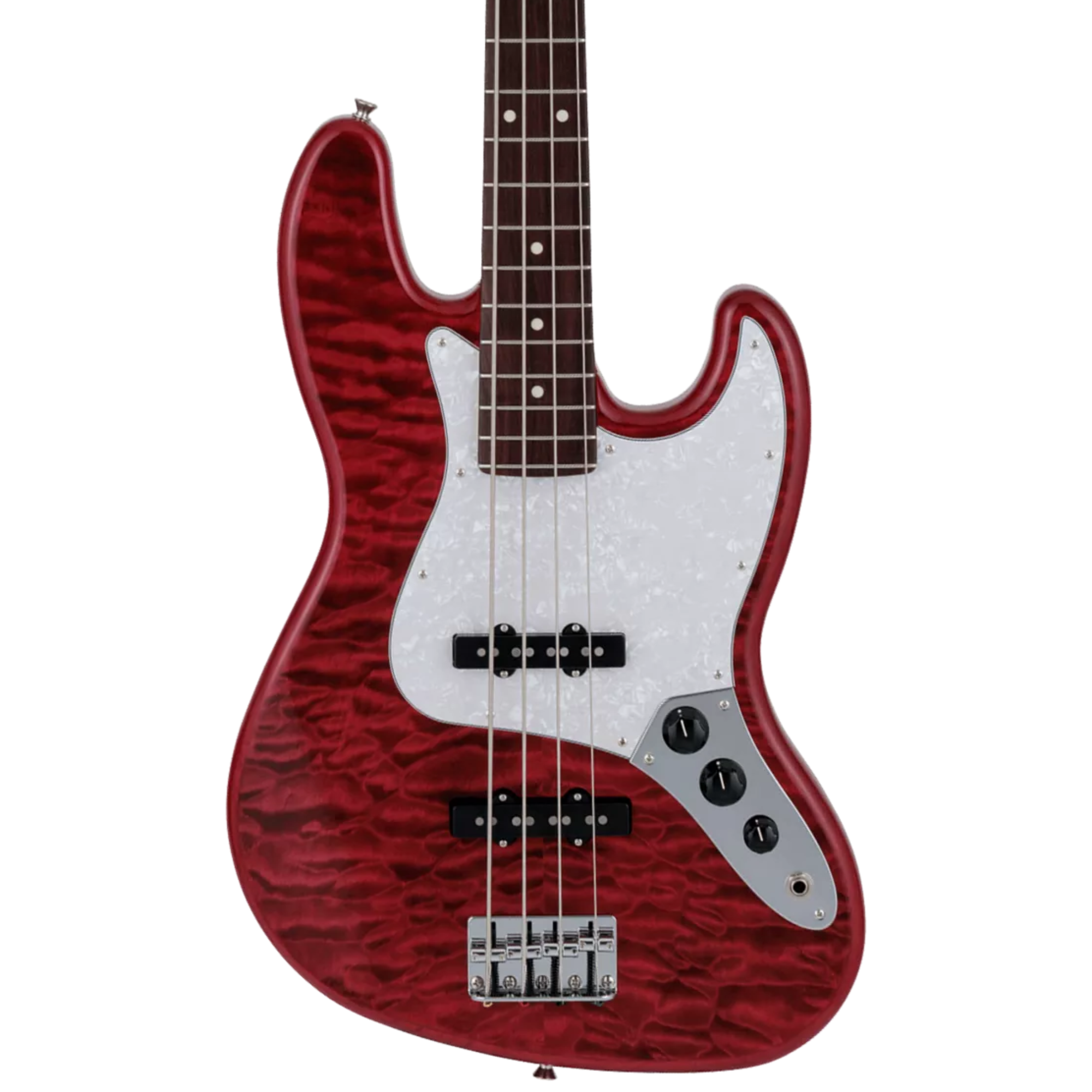 Fender 2024 Collection Made in Japan Hybrid II Jazz Bass w/Rosewood Fretboard - Quilt Red Beryl