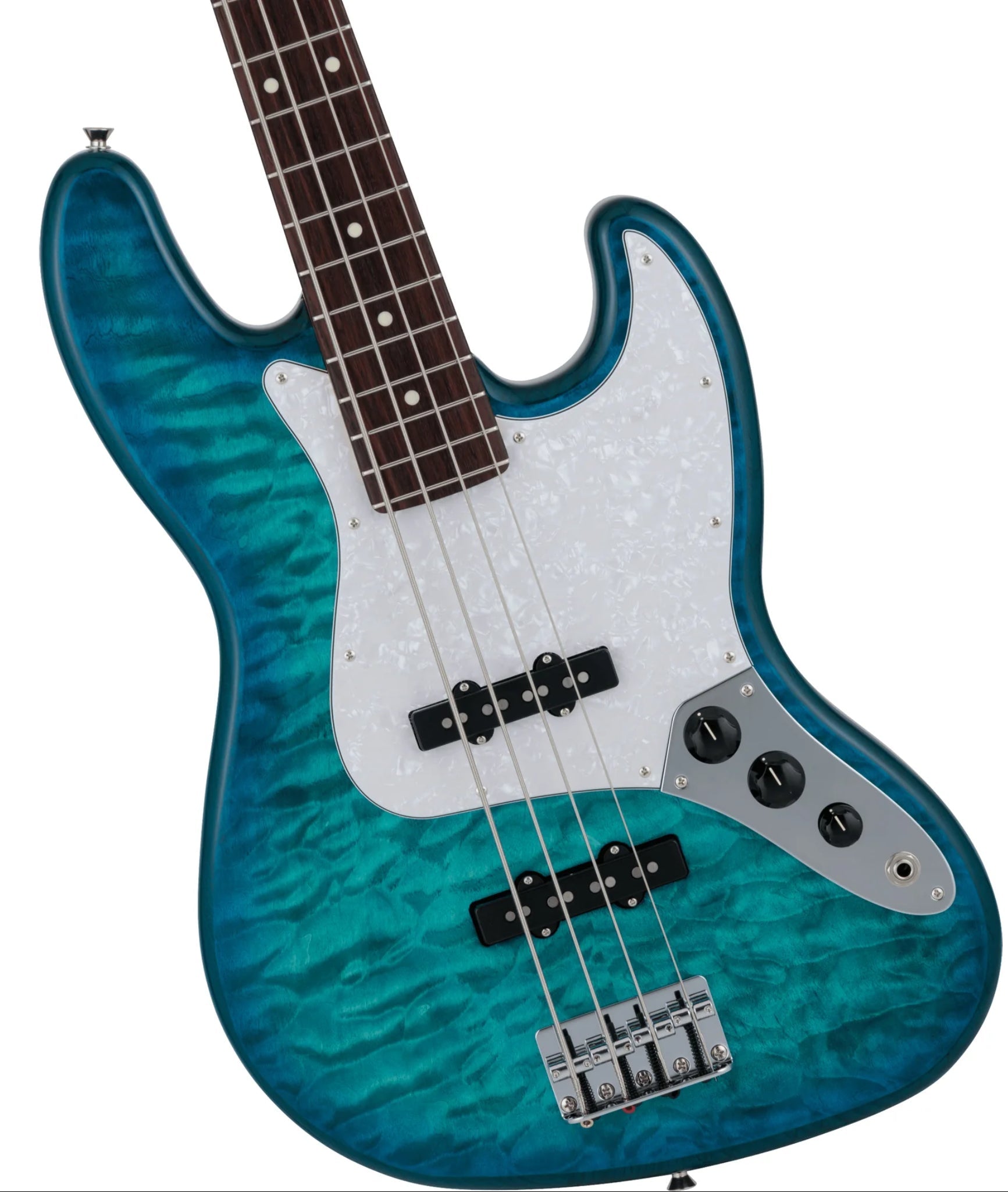 Fender 2024 Collection Made in Japan Hybrid II Jazz Bass w/Rosewood Fretboard - Quilt Aquamarine