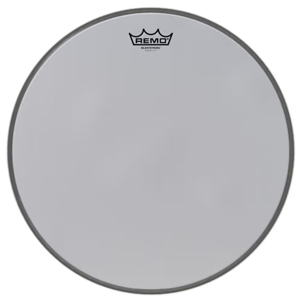 Remo Silentstroke 16-inch bass drum head, black drum head with smooth surface, designed for quiet, versatile bass drum sound.