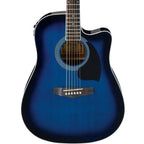 Ibanez PF15ECE Acoustic Guitar - Trans Blue High Gloss