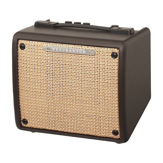 Ibanez T15II-S Troubadour 15W acoustic guitar amplifier with control knobs and speaker grille, designed for acoustic instruments.
