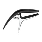 Ibanez ICGC10 universal guitar capo clamped on guitar neck, made of durable material for easy tone and fret adjustments.