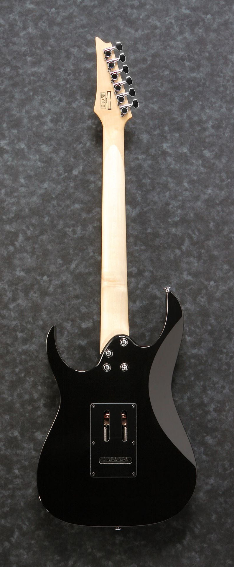 Ibanez GRG140 electric guitar in sunburst finish showing the sleek body, pickups, and tuning pegs.