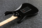 Ibanez GRG140 electric guitar in sunburst finish with chrome hardware and fretboard inlays, showcasing a sleek and modern design.