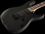 Ibanez RG121DX BKF electric guitar with black flat finish, featuring a sleek body and six strings, suitable for rock and metal music.