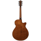 Left-handed Ibanez AEG50L BKH black high gloss acoustic guitar, showcasing its sleek body and detailed fretboard.