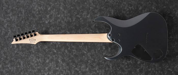 Ibanez RGA42EX-BAM electric guitar in Black Aurora Burst Matte with sleek body and dual humbucker pickups.