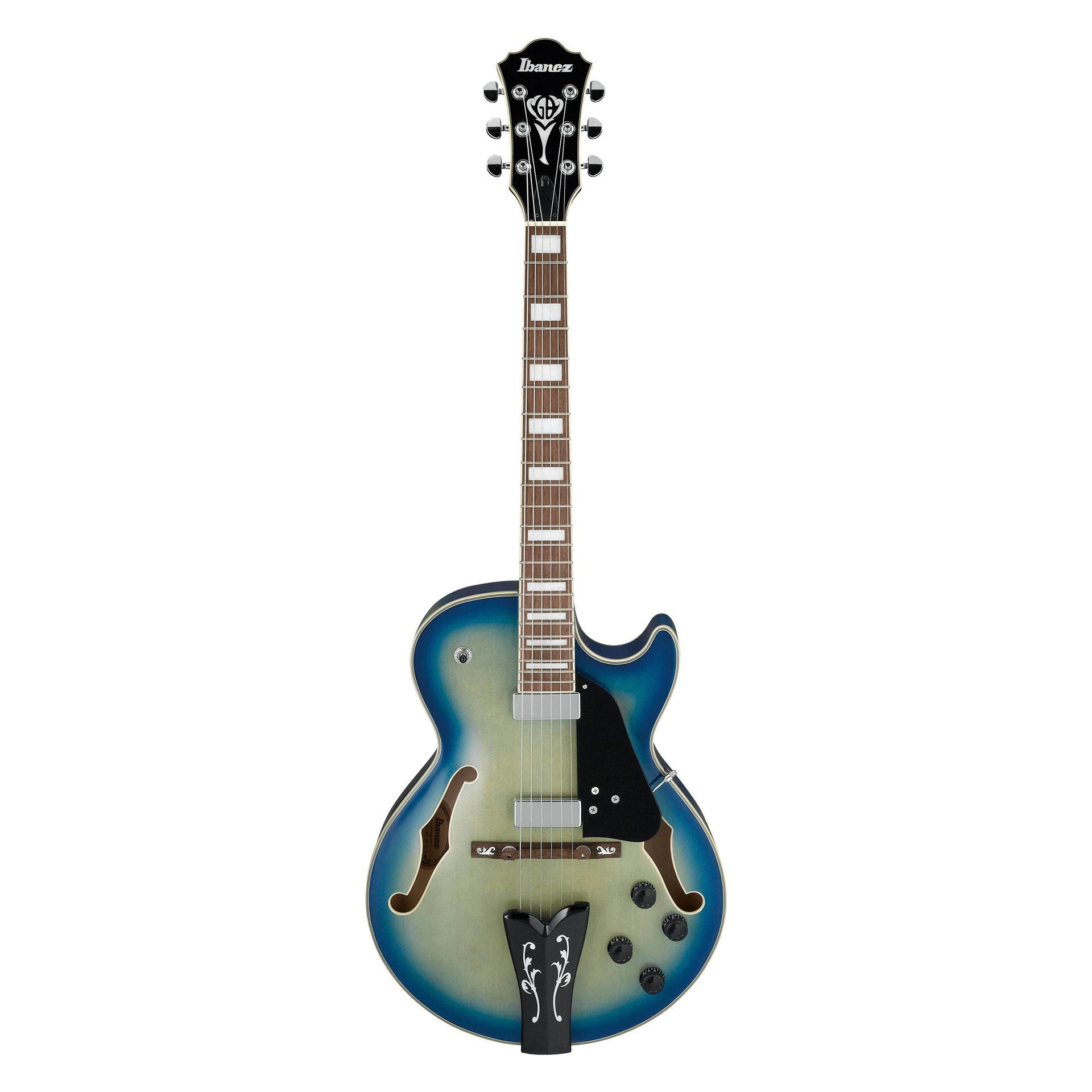 Ibanez GB10EM George Benson Signature Hollow Body Electric Guitar in Jet Blue Burst