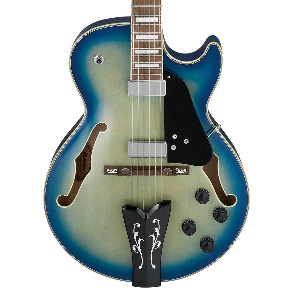 Ibanez GB10EM George Benson Signature Hollow Body Electric Guitar in Jet Blue Burst