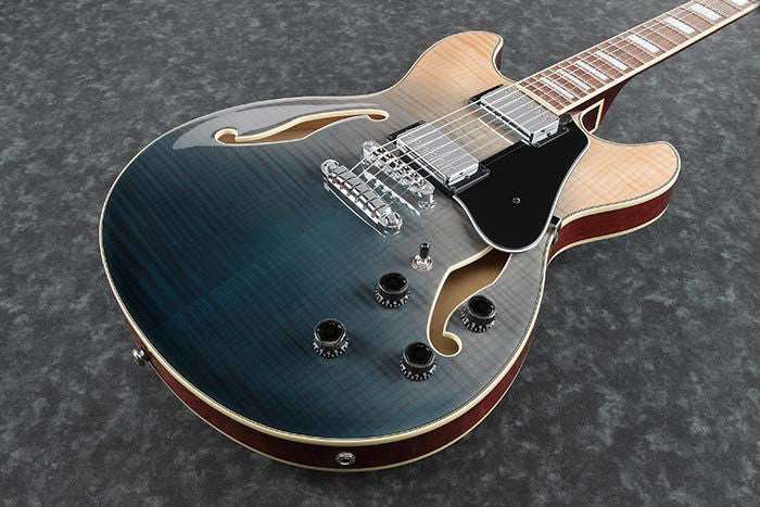 Ibanez AS73FM Artcore Semi-Hollow Electric Guitar in Transparent Indigo Fade