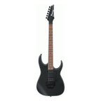 Ibanez RG320EXZ electric guitar in black flat finish with sleek body and six strings, showcasing its detailed design and hardware.