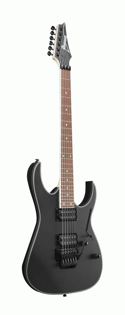 Ibanez RG320EXZ electric guitar in black flat finish, featuring a sleek body and six strings, perfect for rock and metal music.