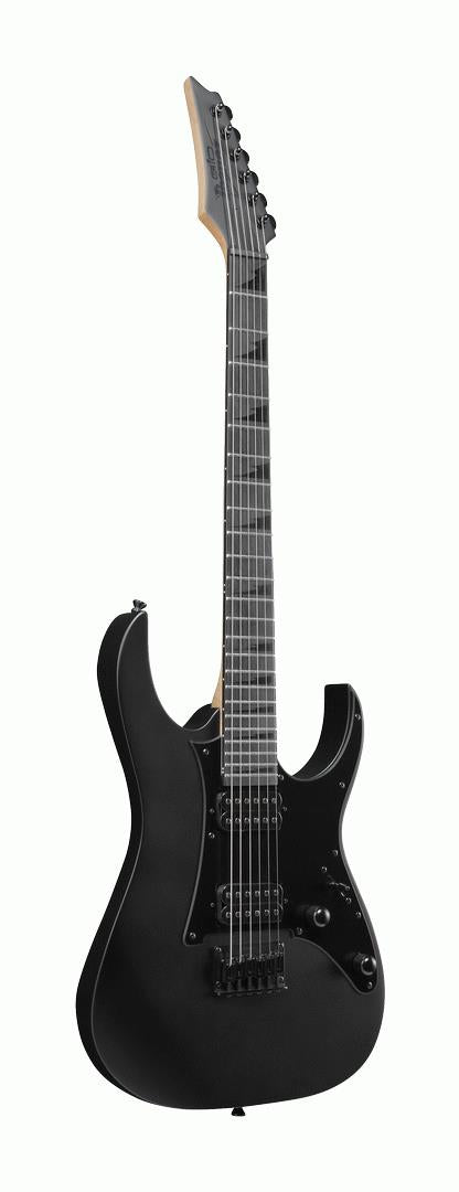 Ibanez RGR131EX electric guitar in black flat finish, featuring a sleek design and six-string configuration.