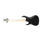 Black flat Ibanez RGB305 5-string bass guitar with sleek body and four control knobs, showing the instrument's headstock and fretboard.