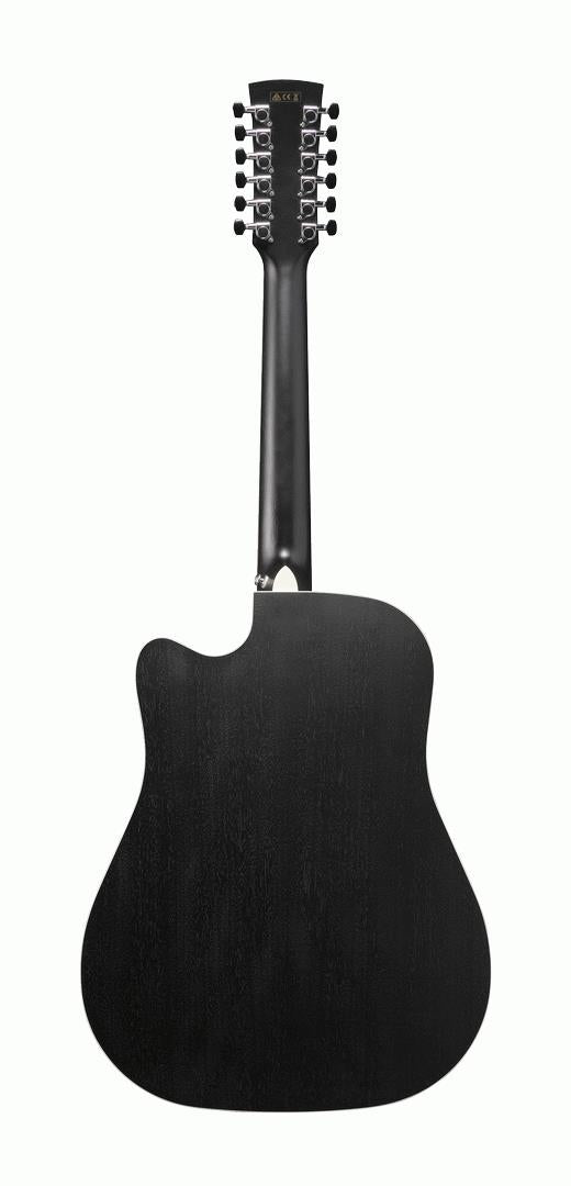 Ibanez AW8412CE 12-String Acoustic Electric Guitar in Open Pore Weathered Black