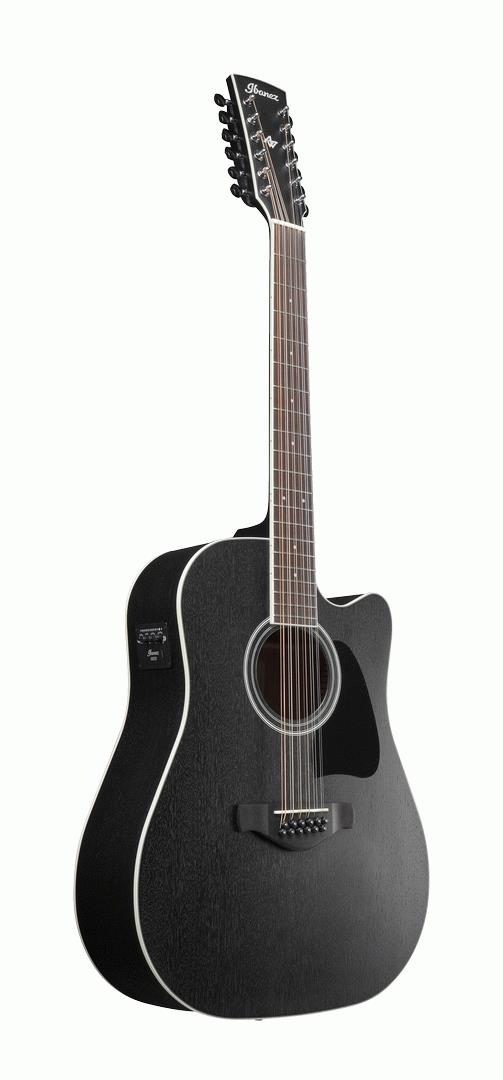 Ibanez AW8412CE 12-String Acoustic Electric Guitar in Open Pore Weathered Black