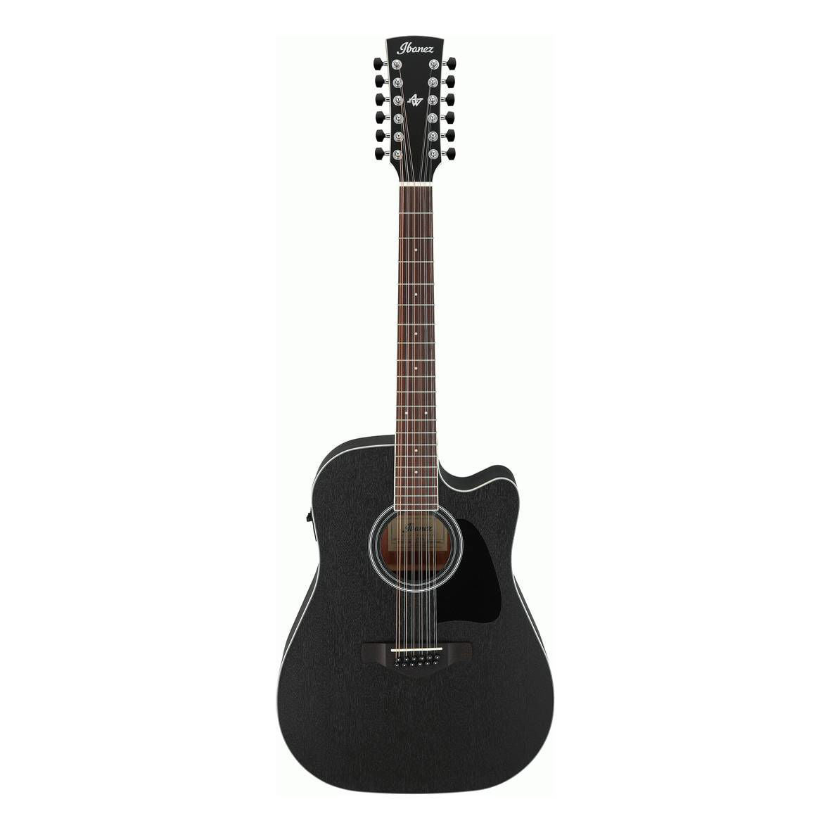 Ibanez AW8412CE 12-String Acoustic Electric Guitar in Open Pore Weathered Black