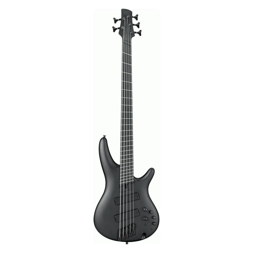 Ibanez SRMS625EX Iron Label 5-String Electric Bass Guitar in Black Flat