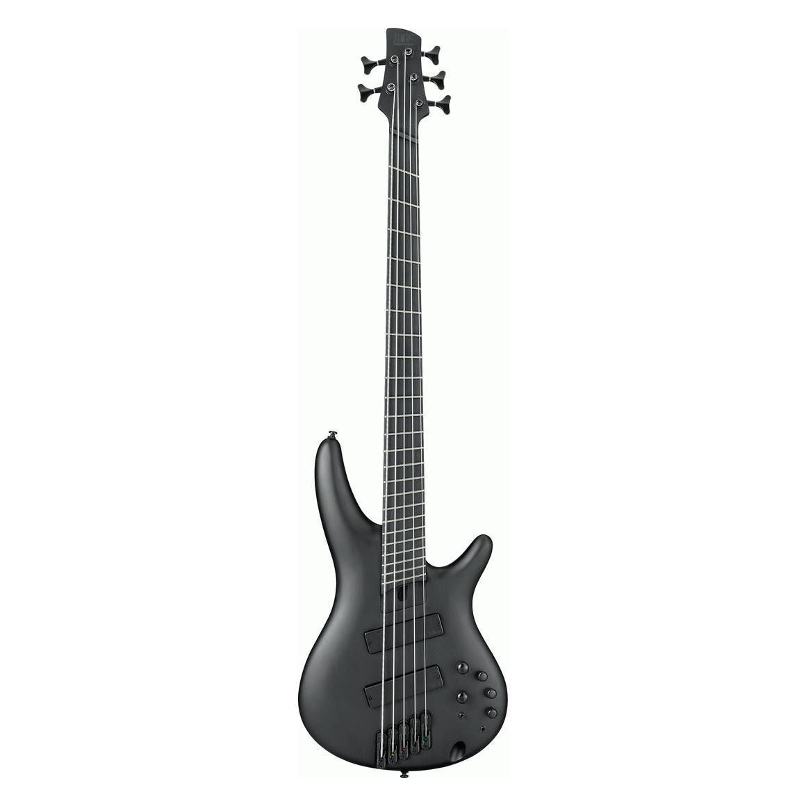 Ibanez SRMS625EX Iron Label 5-String Electric Bass Guitar in Black Flat