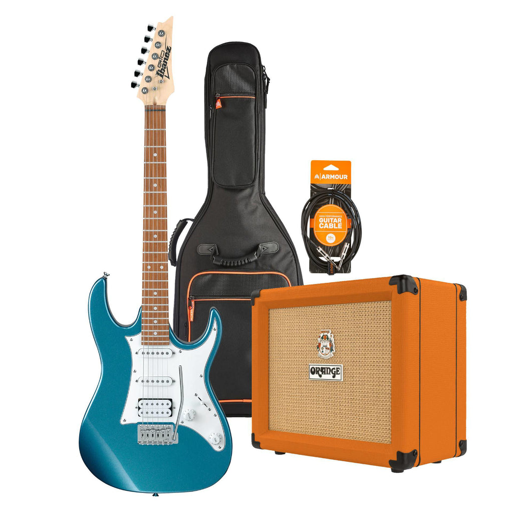Ibanez RX40 Electric Guitar Starter Pack in Metallic Light Blue with Crush 12 Amp, Armour Bag & GS10 Lead
