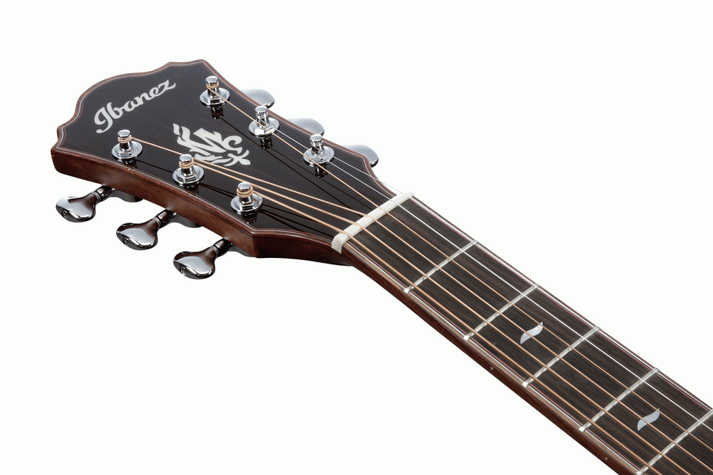 Ibanez MRC10 Marcin Signature acoustic guitar in natural high gloss finish, showcasing its body and detailed craftsmanship.