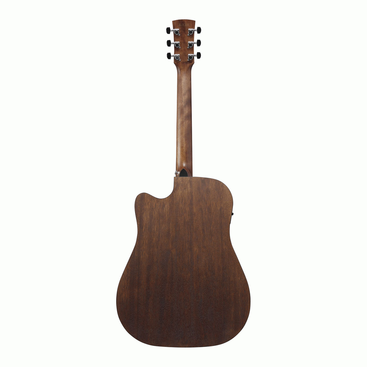 Ibanez AW247CE Artwood acoustic guitar in open pore natural finish, showing the body and neck of the electric-acoustic instrument.