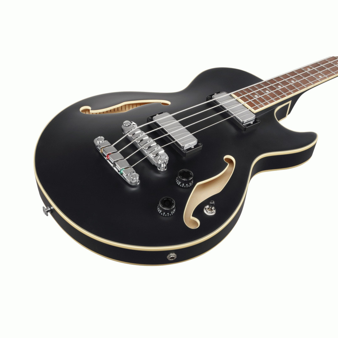 Ibanez AGB200 Artcore Hollow Body Electric Bass Guitar in Black Flat