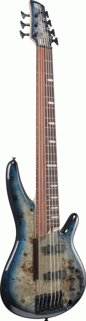 Ibanez SRAS7 7-string Ashula Electric Bass Guitar in Cosmic Blue Starburst