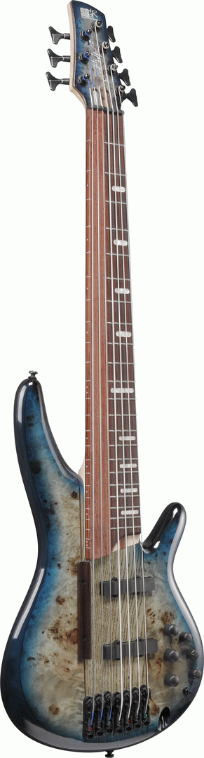 Ibanez SRAS7 7-string Ashula Electric Bass Guitar in Cosmic Blue Starburst