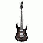Ibanez RG220PA1 electric guitar in transparent brown black burst finish, showcasing sleek design and double-cut body shape.