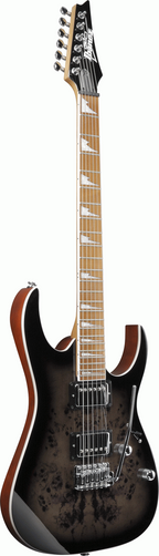 Ibanez RG220PA1 electric guitar in transparent brown and black burst finish, showcasing its sleek body and double-cut design.