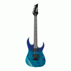 Ibanez RG120QASP electric guitar in blue gradient finish, featuring a sleek body, six strings, and modern hardware.