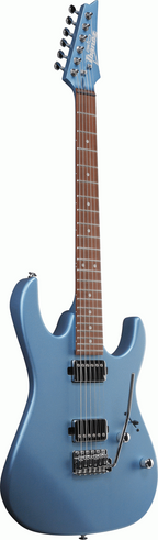 Ibanez RX120SP electric guitar in metallic light blue matte finish, showcasing its sleek body and modern design.
