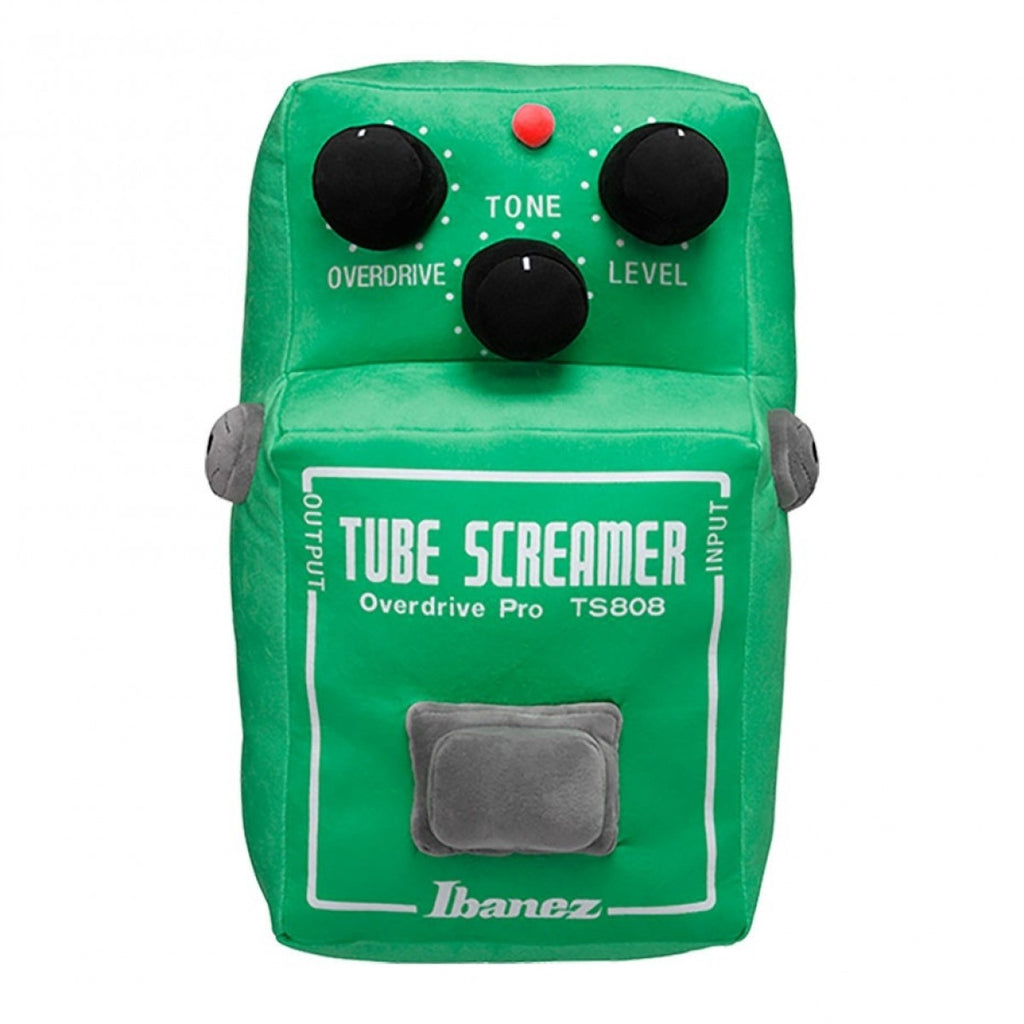 Ibanez TSMAXI001 Tubescreamer cushion, novelty gift item featuring colorful guitar pedal design and soft fabric material.