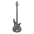 Ibanez SR300EDX bass guitar in Black Ice Frozen Matte finish with sleek body and four strings, professional electric bass instrument.