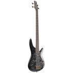 Ibanez SR300EDX bass guitar in Black Ice Frozen Matte finish, showcasing its sleek body and modern design.