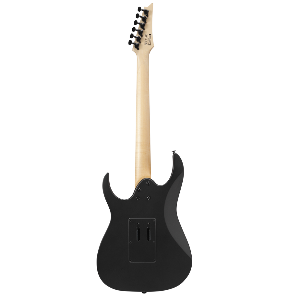 Ibanez GRGR330EX electric guitar in black flat finish, featuring sleek design and double humbucker pickups.