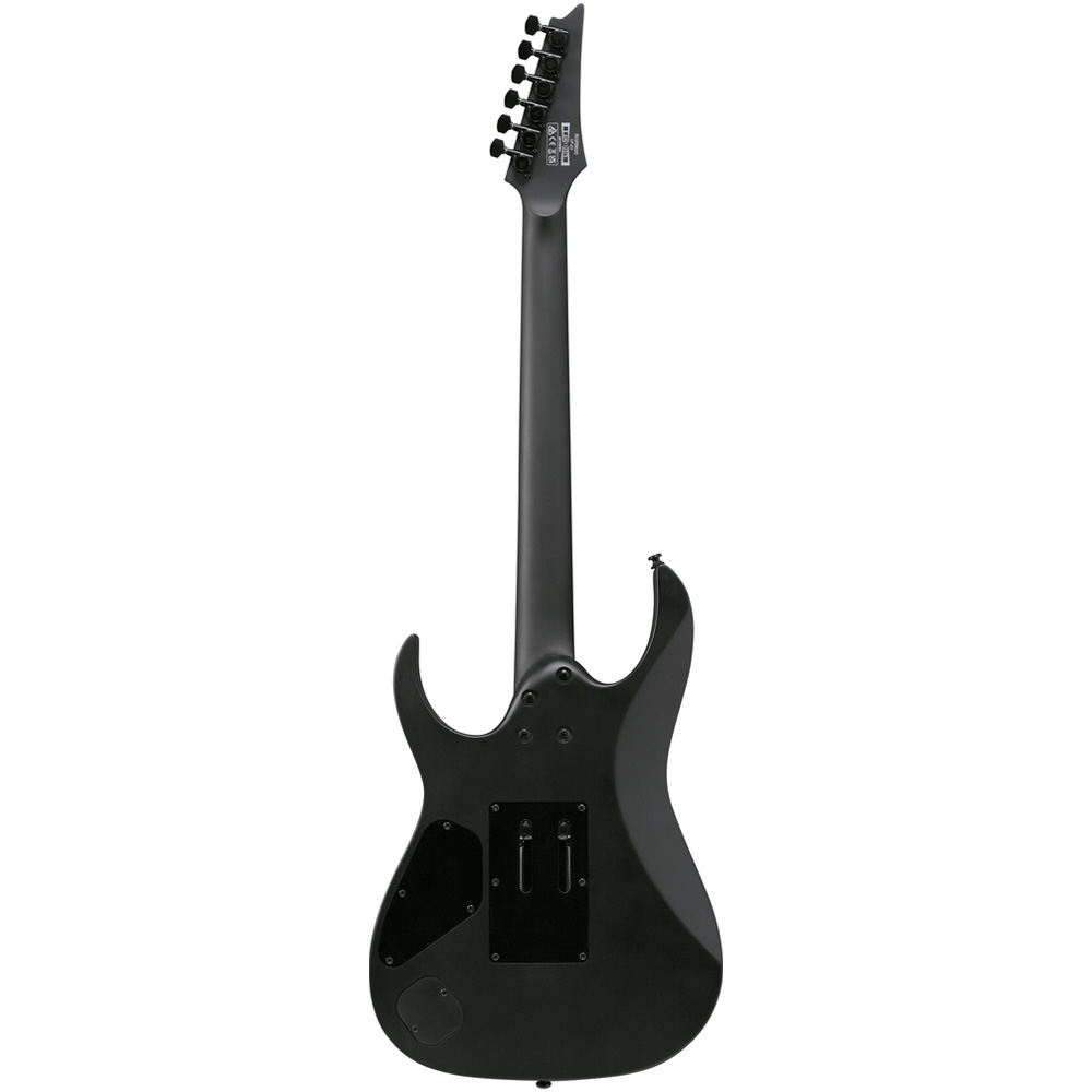 Ibanez RGRB620 black flat electric guitar with sleek body, six strings, and modern hardware, showcasing its stylish design.