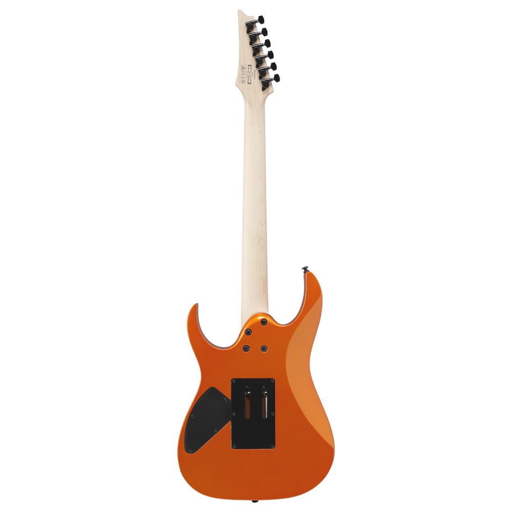 Ibanez RG460DX electric guitar in Roadster Orange with sleek body and six-string design, showcasing its modern style and hardware.